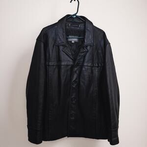 Wilsons Leather Mens XL Jacket Grunge Workwear Biker Black Tear On Right Arm